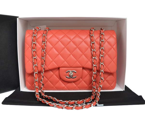 7A Replica Chanel Original Leather Flap Bag A28600 Light Red